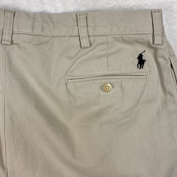 VTG Polo Ralph Lauren Ethan Pants Mens 38x30 Khaki Pleated Chino Preppy Trousers - Picture 1 of 10